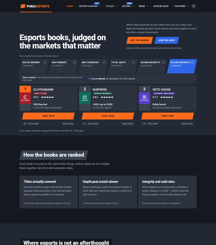 Esports Arena demo homepage