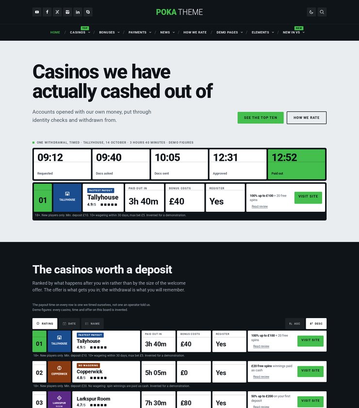 PokaTheme demo homepage